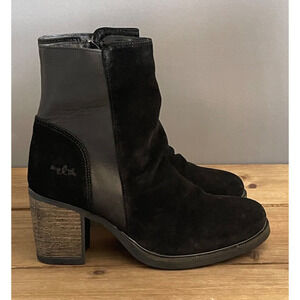 Bos. & Co Women's Bibos Waterproof Boots Size 37 Black Zip Up Block Heel